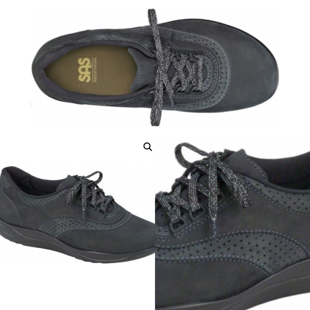 SAS Walk Easy Oxford Nero in Charcoal size 9.5